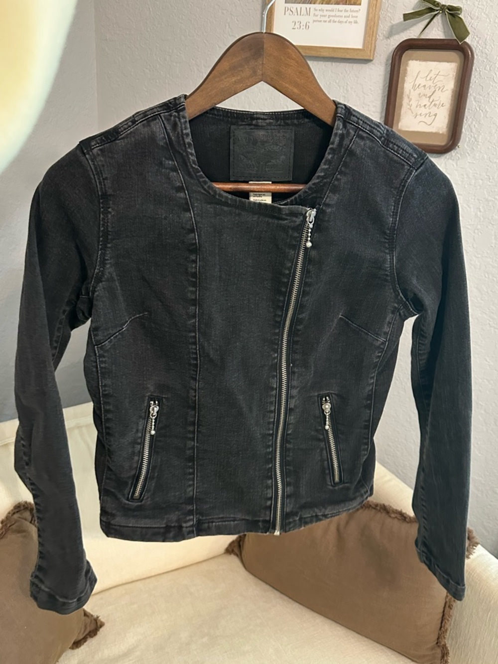 Levi’s Black DenimAsymmetrical Zip Jacket